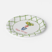 ウォータカラートピアリー&トレリス縁どハップホリデー ペーパープレート (アングル)