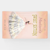 ウォータカラードレス赤面ピンク金ゴールドスウィート16誕生日 横断幕 (横)