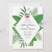 ウォータカラーハワイアンアロハルアウ（ハワイ式宴会）結婚式招待状 招待状 (正面)