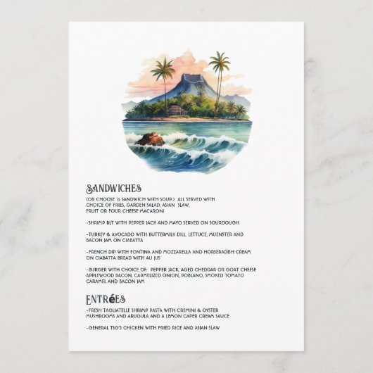 ウォータカラーハワイ行き先ウェディング メニュー (裏面)