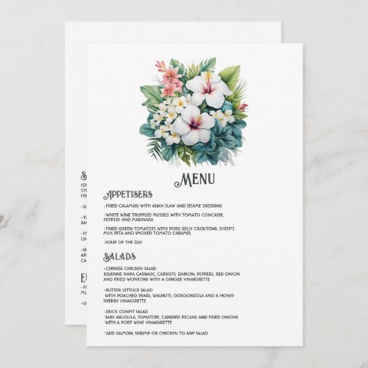 ウォータカラーハワイ行き先ウェディング メニュー (正面/裏面)