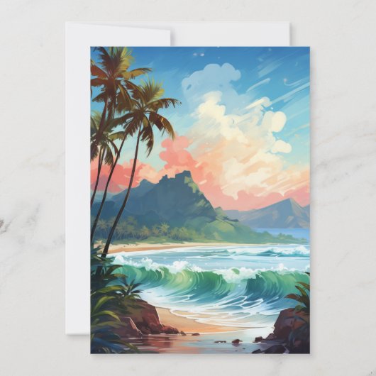 ウォータカラーハワイ行き先ウェディング 招待状 (裏面)