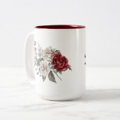 ウォータカラーバラ春ブーケ&ラブ引用文 ツートーンマグカップ (正面左)