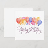 ウォータカラーバースデーカード バルーン お誕生日おめでとう (正面/裏面)