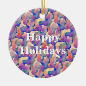 ウォータカラーパターパーソナライズされたンホリデーオーナメント セラミックオーナメント (正面)