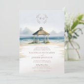 ウォータカラービーチガゼボ結婚式招待状 招待状 (スタンド正面)