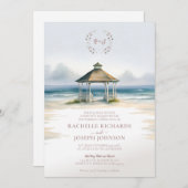 ウォータカラービーチガゼボ結婚式招待状 招待状 (正面/裏面)