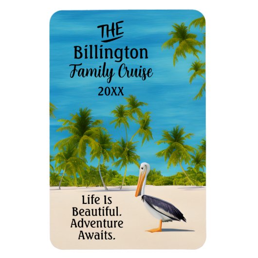 ウォータカラービーチペリカン海クルーズキャビンドア マグネット (縦)