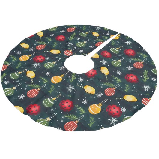 ウォータカラーピックボールホリデーラリー ブラッシュドポリエステルツリースカート (アングル)