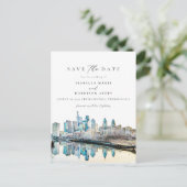 ウォータカラーフィラデルフィアペンシルバニアシティスカイライン ポストカード (スタンド正面)