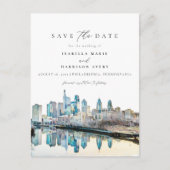 ウォータカラーフィラデルフィアペンシルバニアシティスカイライン ポストカード (正面)