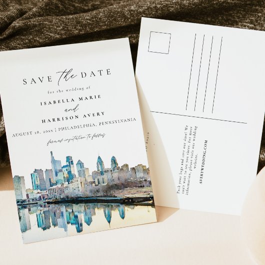 ウォータカラーフィラデルフィアペンシルバニアシティスカイライン ポストカード