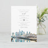 ウォータカラーフィラデルフィアペンシルバニア結婚シティー 招待状 (スタンド正面)