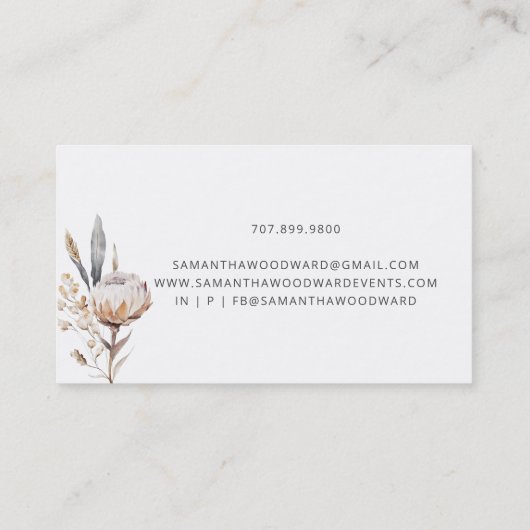ウォータカラーフローラクリームテラコッタイベントプランナー 名刺 (裏面)