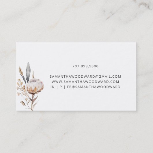 ウォータカラーフローラクリームテラコッタセラピスト 名刺 (裏面)