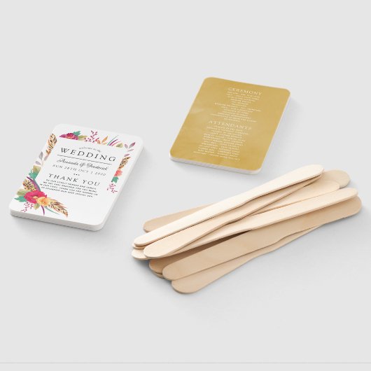 ウォータカラーフローラサファリ結婚式 プログラム ハンドファン (組立なし)