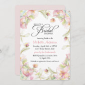 ウォータカラーフローラフレームパステルブライダルシャワー 招待状 (正面/裏面)