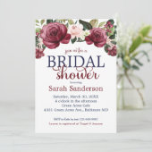 ウォータカラーフローラマルーン&ネイビーブライダルシャワー 招待状 (スタンド正面)