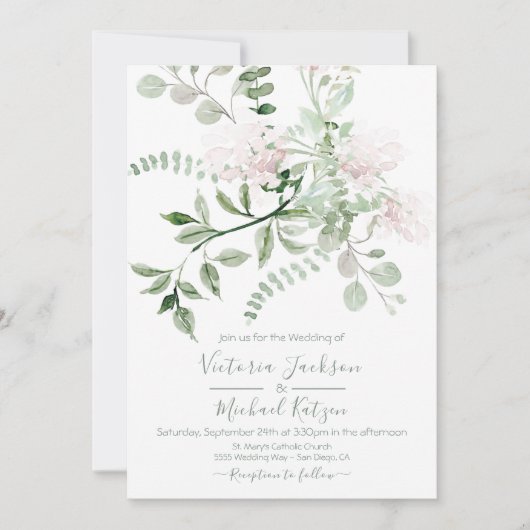 ウォータカラーフローラライト&エアリー結婚式招待状 招待状 (正面)