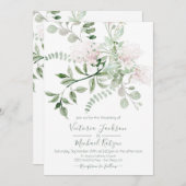 ウォータカラーフローラライト&エアリー結婚式招待状 招待状 (正面/裏面)