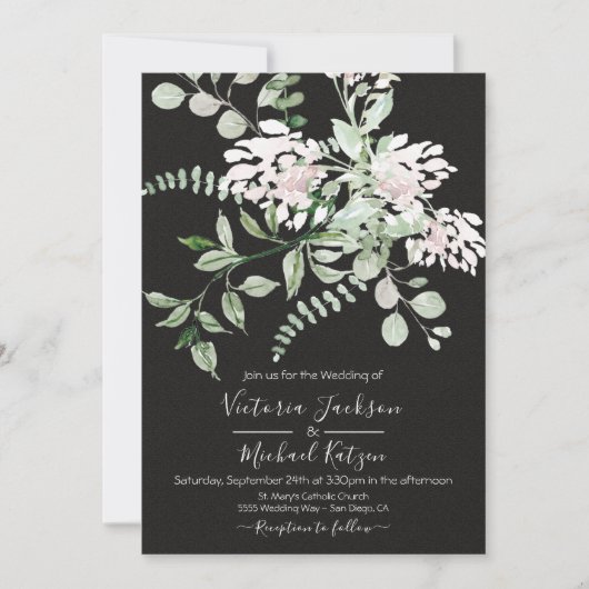 ウォータカラーフローラライト&エアリー結婚式招待状 招待状 (正面)