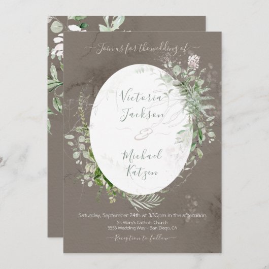 ウォータカラーフローラライト&エアリー結婚式招待状 招待状 (正面/裏面)