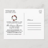 ウォータカラーフローラリースホリデーパーティー招待状 ポストカード (裏面)