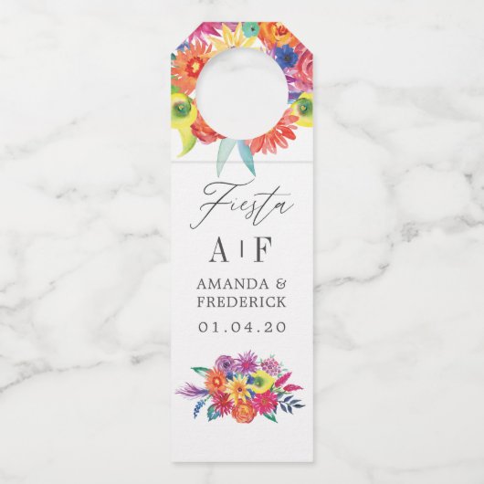 ウォータカラーフローラ結婚フィエスタ ボトルネックタグ (正面)