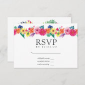 ウォータカラーフローラ結婚フィエスタ 出欠カード (正面/裏面)