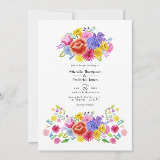 ウォータカラーフローラ結婚フィエスタ 招待状 (正面)