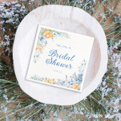 ウォータカラーフローラ&レモン茶パーティーブライダルシャワー スタンダードカクテルナプキン