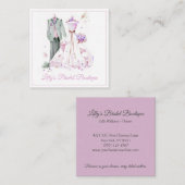 ウォータカラーブライダル結婚ガウンズブティックストア スクエア名刺 (正面/裏面)