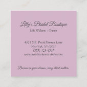 ウォータカラーブライダル結婚ガウンズブティックストア スクエア名刺 (裏面)