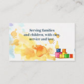 ウォータカラーブロックベビーシッター託児セラピスト 名刺 (裏面)