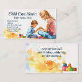 ウォータカラーブロックベビーシッター託児セラピスト 名刺 (正面/裏面)