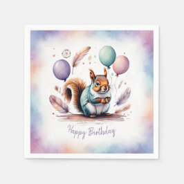 ウォータカラーベイビーリスバルーン 誕生日 スタンダードカクテルナプキン