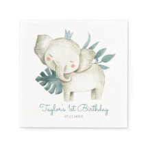 ウォータカラーベビーエレファントプリンストロピカル誕生日