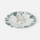 ウォータカラーベビーエレファントプリンストロピカル誕生日 ペーパープレート (アングル)