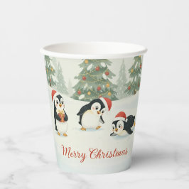 ウォータカラーペンギンのクリスマスフォレスト 紙コップ