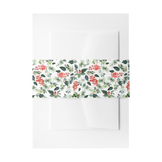 ウォータカラーホリデーパターン招待状用帯 招待状ベリーバンド (正面例)