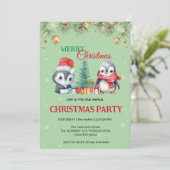 ウォータカラーホリデーペンギンサンタクリスマスパーティー 招待状 (スタンド正面)