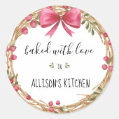 ウォータカラーホリデーリース焼いたウィズラブ ラウンドシール (正面)