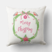 ウォータカラーホリーリースメリークリスマス クッション (裏面)