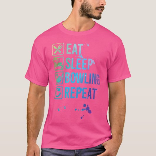ウォータカラーボウリング Eat Sleep Repeat Tシャツ (正面)