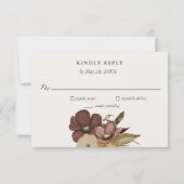 ウォータカラーボホニュートラル結婚式RSVP 招待状 (裏面)