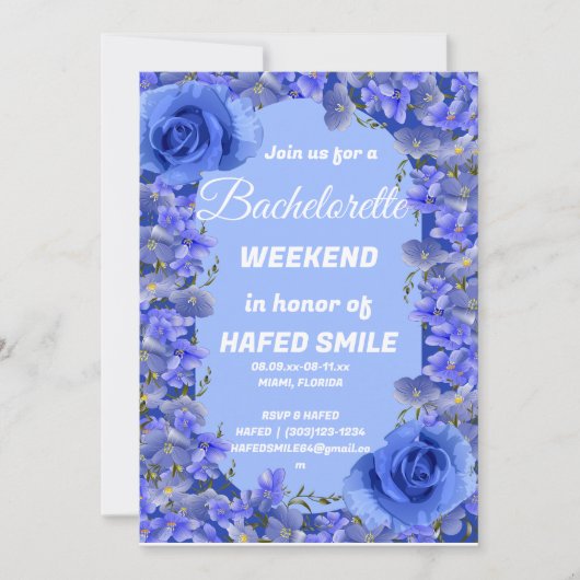 ウォータカラーマイアミスカイライントロピカルビーチアイランドInv 招待状 (正面)