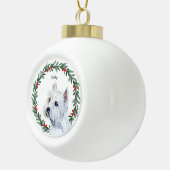 ウォータカラーマルチーズドッグホリデーリース セラミックボールオーナメント (右)