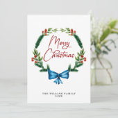 ウォータカラーメリークリスマスグリーンリース シーズンカード (スタンド正面)