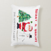 ウォータカラーメリークリスマスサンタ雪だるま アクセントクッション (裏面(縦))