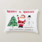 ウォータカラーメリークリスマスサンタ雪だるま アクセントクッション (裏面)